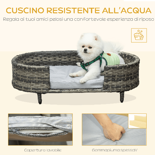 PawHut-Divano-per-Cani-di-Taglia-Piccola-e-Media-in-Rattan-PE-con-Cuscino-in-Gommapiuma-74x42x21-cm