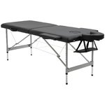 HOMCOM Lettino per Massaggio Portatile e Pieghevole con Altezza Regolabile e Seduta Imbottita, 186x71x62-83 cm, Nero