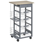 HOMCOM-Carrello-da-Cucina-in-Grigio-Scuro-con-1-Cassetto-e-4-Cestelli-Metallici