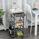 HOMCOM-Carrello-da-Cucina-in-Grigio-Scuro-con-1-Cassetto-e-4-Cestelli-Metallici