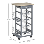 HOMCOM-Carrello-da-Cucina-in-Grigio-Scuro-con-1-Cassetto-e-4-Cestelli-Metallici