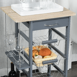 HOMCOM-Carrello-da-Cucina-in-Grigio-Scuro-con-1-Cassetto-e-4-Cestelli-Metallici