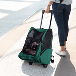 PawHut-Trasportino-Zaino-2-in-1-per-Cani-e-Gatti-con-Tasche-Laterali-Maniglia-Telescopica-e-Ruote-42x25x55cm-Verde