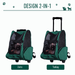 PawHut-Trasportino-Zaino-2-in-1-per-Cani-e-Gatti-con-Tasche-Laterali-Maniglia-Telescopica-e-Ruote-42x25x55cm-Verde