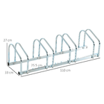 HOMCOM-Rastrelliera-Portabiciclette-Parcheggio-per-4-Biciclette-in-Acciaio-110x33x27-cm-Argento