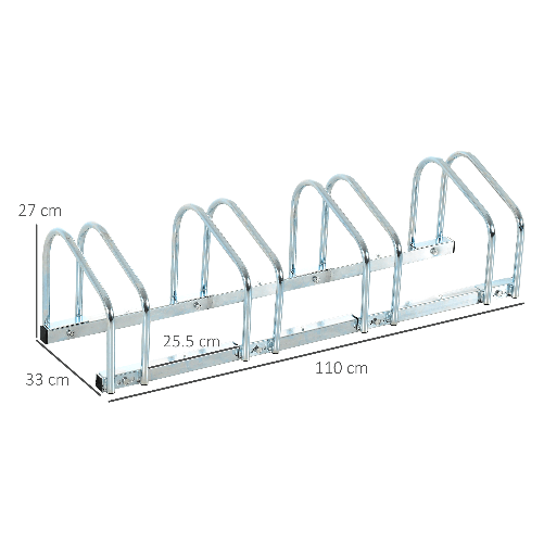 HOMCOM-Rastrelliera-Portabiciclette-Parcheggio-per-4-Biciclette-in-Acciaio-110x33x27-cm-Argento