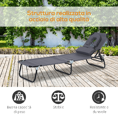 Outsunny-Sedia-Sdraio-da-Esterno-Pieghevole-con-Foro-per-il-Viso-e-Cuscini-Lettino-Prendisole-da-Giardino-Spiaggia-e-Campeggio-Grigio