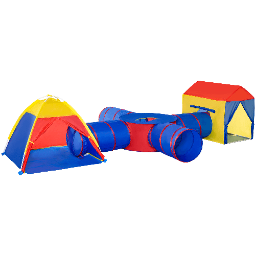 HOMCOM-Tenda-da-Gioco-6-in-1-per-2-4-Bambini-con-Tunnel-Pieghevole