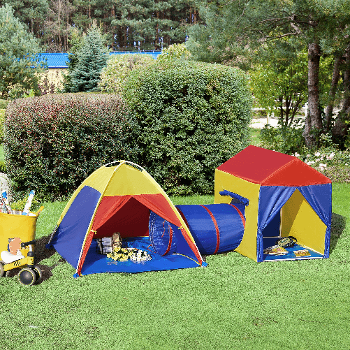 HOMCOM-Tenda-da-Gioco-6-in-1-per-2-4-Bambini-con-Tunnel-Pieghevole