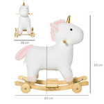 HOMCOM-Cavallo-a-Dondolo-2-in-1-a-Unicorno-con-Base-Curva-e-Ruote-Suoni-Integrati-e-Rivestimento-Peluche-63x38x63cm-Bianco