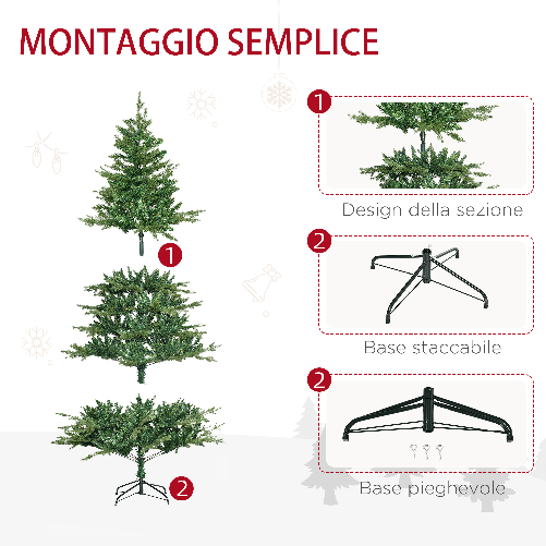 HOMCOM-Alberello-di-Natale-Decorato-e-Ignifugo-per-Interni-con-1443-Rami-e-Base-in-Metallo-Φ120x180-cm-Verde