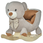 HOMCOM Cavallo a Dondolo a Forma di Orso con Suoni, Cavalluccio a Dondolo per Bambini 18-36 mesi Interattivo, Grigio, 60x33x50cm