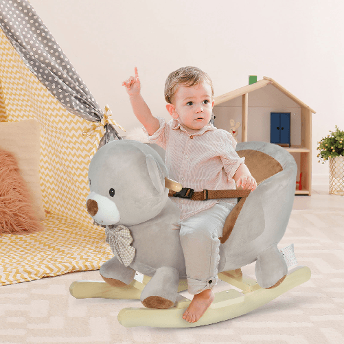 HOMCOM-Cavallo-a-Dondolo-a-Forma-di-Orso-con-Suoni-Cavalluccio-a-Dondolo-per-Bambini-18-36-mesi-Interattivo-Grigio-60x33x50cm