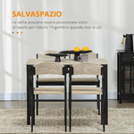 HOMCOM-Set-da-Pranzo-con-Tavolo-Rettangolare-e-4-Sedie-in-Acciaio-e-MDF-Nero-e-Rovere