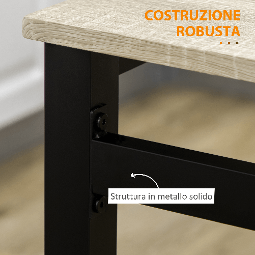 HOMCOM-Set-da-Pranzo-con-Tavolo-Rettangolare-e-4-Sedie-in-Acciaio-e-MDF-Nero-e-Rovere