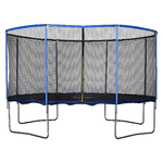 HOMCOM Tappeto Elastico per Bambini e Adulti con Rete e Bordo Imbottito, Giochi da Giardino e Casa ?426x269cm Blu e Nero