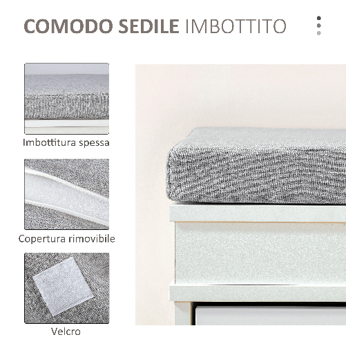 HOMCOM-Panca-Scarpiera-Salvaspazio-in-Legno-con-Cuscino-2-Cassetti-con-Mensola-Regolabile-per-8-Scarpe-104x24x55cm-Bianco