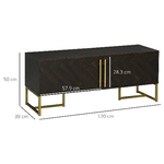 HOMCOM-Mobile-Porta-TV-fino-a-55--con-2-Armadietti-in-Legno-e-Metallo-120x39x50-cm-Marrone-e-Oro