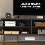 HOMCOM-Mobile-Porta-TV-fino-a-55--con-2-Armadietti-in-Legno-e-Metallo-120x39x50-cm-Marrone-e-Oro