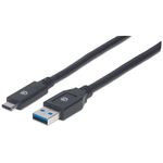 Manhattan 354981 cavo USB 3 m USB 3.2 Gen 1 3.1 Gen 1 USB C USB A Nero (USB-C TO USB-A CABLE 3M- - MALE/MALE 5GBPS USB 3