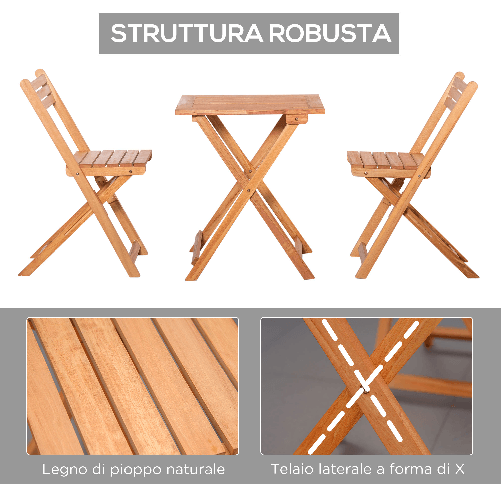 Outsunny-Set-3-Pezzi-Tavolo-e-Sedie-da-Giardino-Pieghevoli-in-Legno-per-Esterni-Terrazzo-Picnic-o-Campeggio-Salvaspazio-e-Compatto-Teak