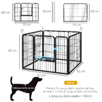 PawHut-Recinto-per-Cani-Pieghevole-in-Metallo-per-Interno-ed-Esterno-con-Porta-e-Picchetti-82x82x60cm-Grigio