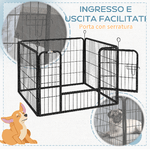 PawHut-Recinto-per-Cani-Pieghevole-in-Metallo-per-Interno-ed-Esterno-con-Porta-e-Picchetti-82x82x60cm-Grigio