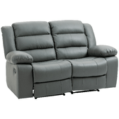 HOMCOM Divano 2 Posti Reclinabile e Imbottito con Schienale Diviso e Poggiapiedi, 168x98x102 cm, Grigio