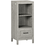 kleankin Mobiletto Bagno Salvaspazio con Ripiani e Cassetto in Legno, 40x30x89cm, Grigio