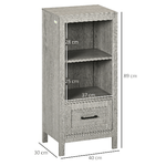 kleankin-Mobiletto-Bagno-Salvaspazio-con-Ripiani-e-Cassetto-in-Legno-40x30x89cm-Grigio