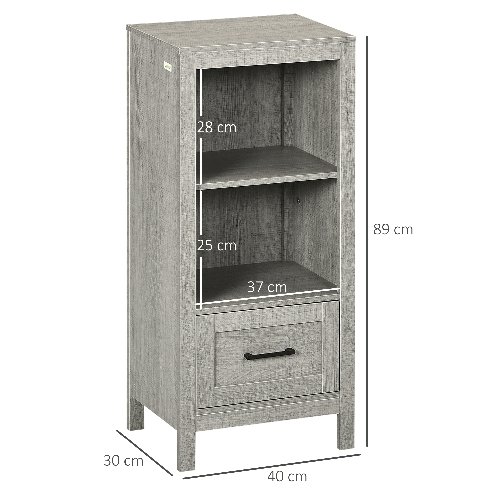 kleankin-Mobiletto-Bagno-Salvaspazio-con-Ripiani-e-Cassetto-in-Legno-40x30x89cm-Grigio