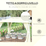 Outsunny-Gazebo-da-Giardino-4x3m-con-Doppio-Tettuccio-Pareti-in-Poliestere-e-Struttura-in-Acciaio-Beige