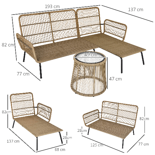 Outsunny-Set-da-Giardino-in-Rattan-Stile-Boho-Chic-con-Divano-Angolare-e-e-Tavolino-Beige-e-Caffe