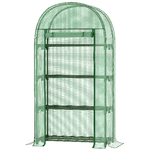 Outsunny Serra da Giardino con Ripiani in Metallo, Copertura in PE e Porta Avvolgibile 80x49x160cm, Verde