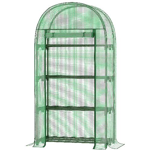 Outsunny-Serra-da-Giardino-con-Ripiani-in-Metallo-Copertura-in-PE-e-Porta-Avvolgibile-80x49x160cm-Verde