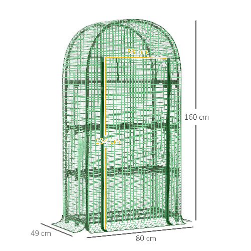 Outsunny-Serra-da-Giardino-con-Ripiani-in-Metallo-Copertura-in-PE-e-Porta-Avvolgibile-80x49x160cm-Verde