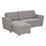 HOMCOM Divano Letto Angolare 3 Posti con Chaise Longue Contenitore in Tessuto, 217x134x85cm, Grigio