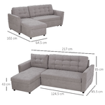 HOMCOM-Divano-Letto-Angolare-3-Posti-con-Chaise-Longue-Contenitore-in-Tessuto-217x134x85cm-Grigio