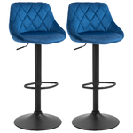 HOMCOM Set 2 Sgabelli da Bar di Design Girevoli con Altezza Regolabile - Blu