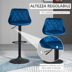 HOMCOM-Set-2-Sgabelli-da-Bar-di-Design-Girevoli-con-Altezza-Regolabile---Blu