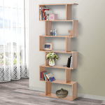 HOMCOM-Libreria-Legno-Design-Moderno-con-6-Ripiani-Legno-Naturale-80-×-23-×-192cm