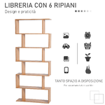 HOMCOM-Libreria-Legno-Design-Moderno-con-6-Ripiani-Legno-Naturale-80-×-23-×-192cm