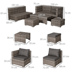 Outsunny-Salotto-da-Esterno-in-Rattan-PE-da-8-Pezzi-Set-Mobili-da-Giardino-Salvaspazio-con-Poltrone-Tavolini-e-Sgabelli-Grigio