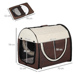 PawHut-Trasportino-per-Cani-e-Gatti-Pieghevole-con-Porta-e-Finestre-in-Rete-Tessuto-Oxford-e-Acciaio-70x51x59cm-Marrone