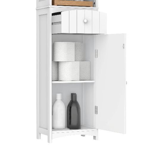 HOMCOM-Mobiletto-a-Colonna-Bagno-Salvaspazio-in-MDF-Bianco-Armadietto-Bagno-Multifunzione-per-Camera-con-3-Ripiani-34x24x170cm