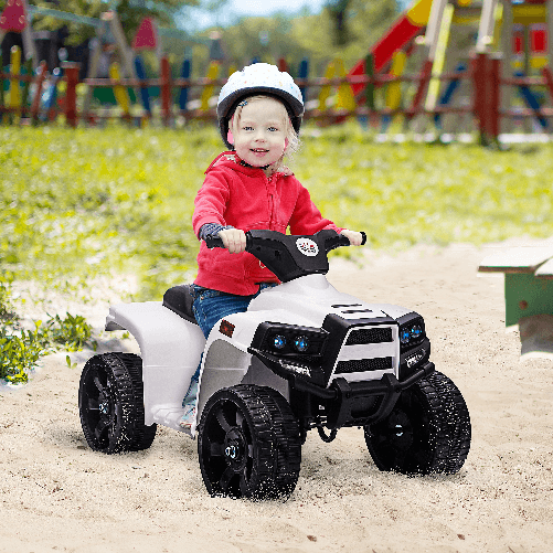 HOMCOM-Quad-per-Bambini-ATV-Elettrico-6V-con-Fari-e-Clacson-Velocita-3km-h-Eta-18-36-Mesi-65x40x43cm-Nero-Bianco