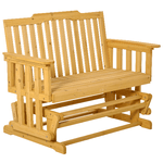 Outsunny Panchina a Dondolo da Giardino e Terrazza per 2 Persone con Braccioli, 124x76x95cm Legno Naturale