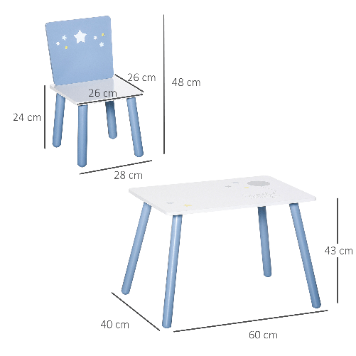 HOMCOM-Tavolo-e-Sedie-per-Bambini-e-Bambine-2-4-Anni-in-Legno-Azzurro-e-Bianco-Set-3-Pezzi