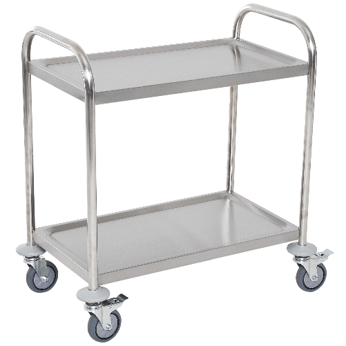 HOMCOM-Carrello-da-Cucina-2-Ripiani-con-Ruote-in-Acciaio-Inox-71x41x81cm-Argento