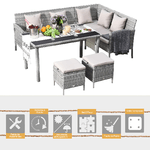 Outsunny-Set-5-Pezzi-Salotto-da-Esterno-con-2-Divani-1-Tavolino-2-Sgabelli-Mobili-da-Giardino-in-Rattan-Grigio